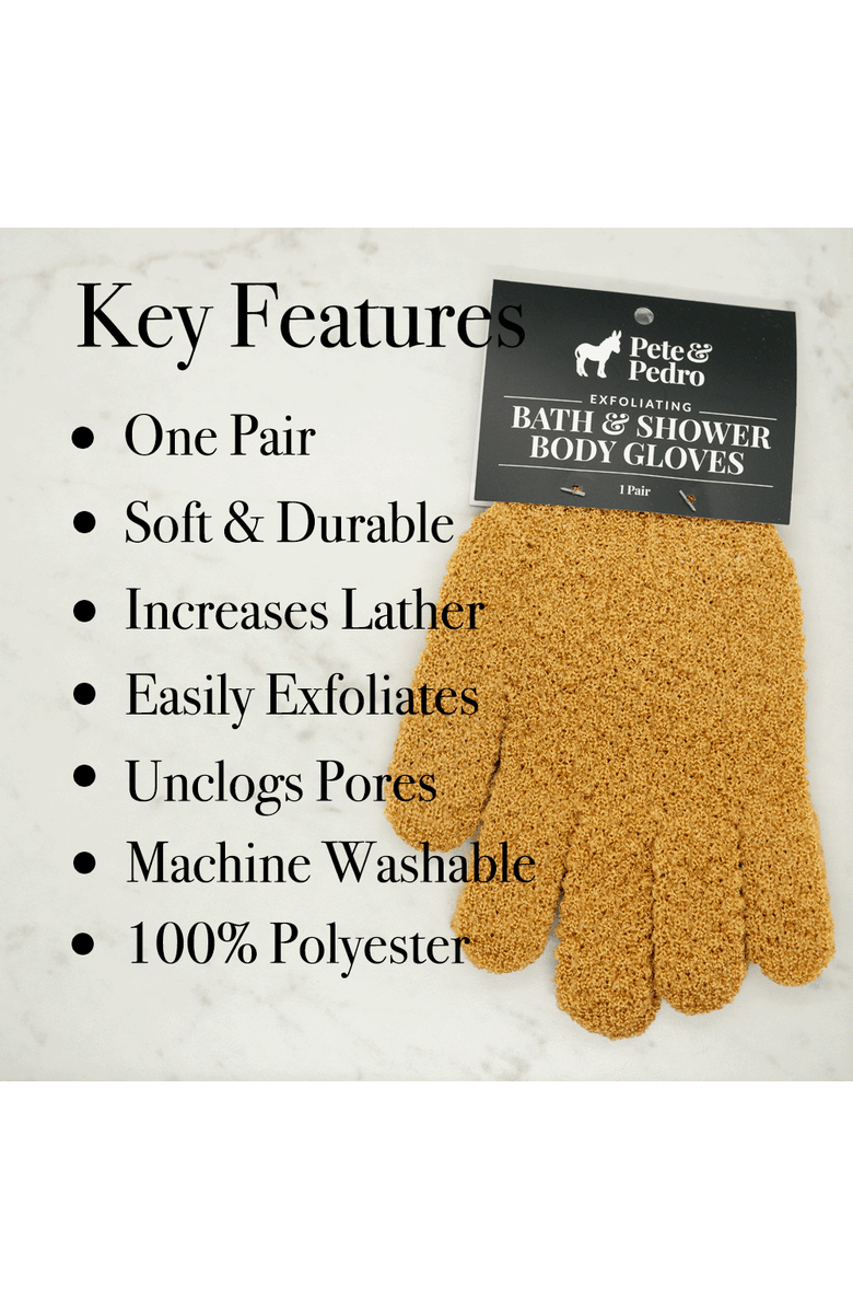 Pete & Pedro Bath & Body Exfoliating Shower Gloves, Alternate, color, NO COLOR