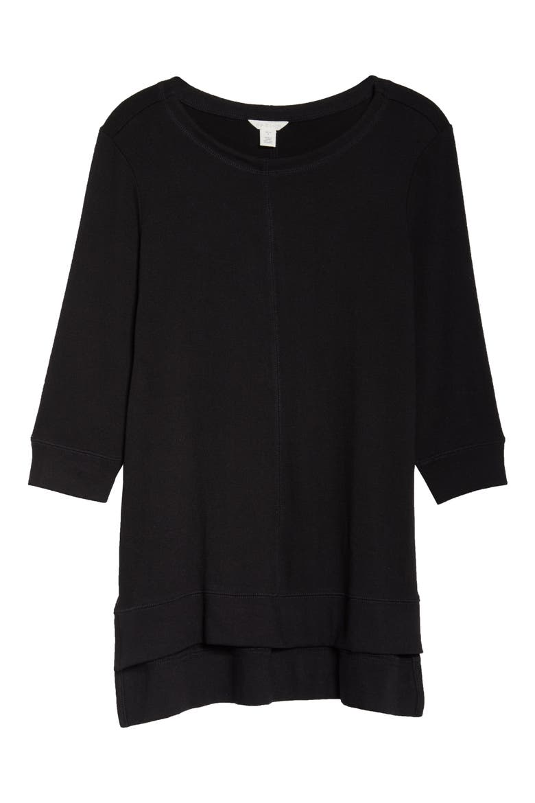 Three Quarter Sleeve Side Slit Tunic, Alternate, color, BLACK