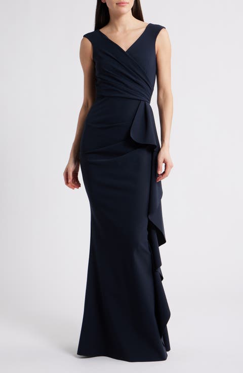 Sozen Cascade Ruffle Sleeveless Gown