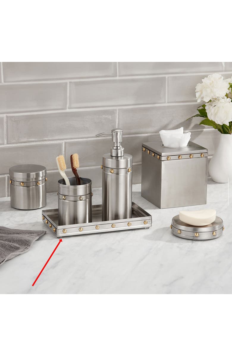 ROSELLI TRADING COMPANY Rivets Amenity Tray, Alternate, color, Silver