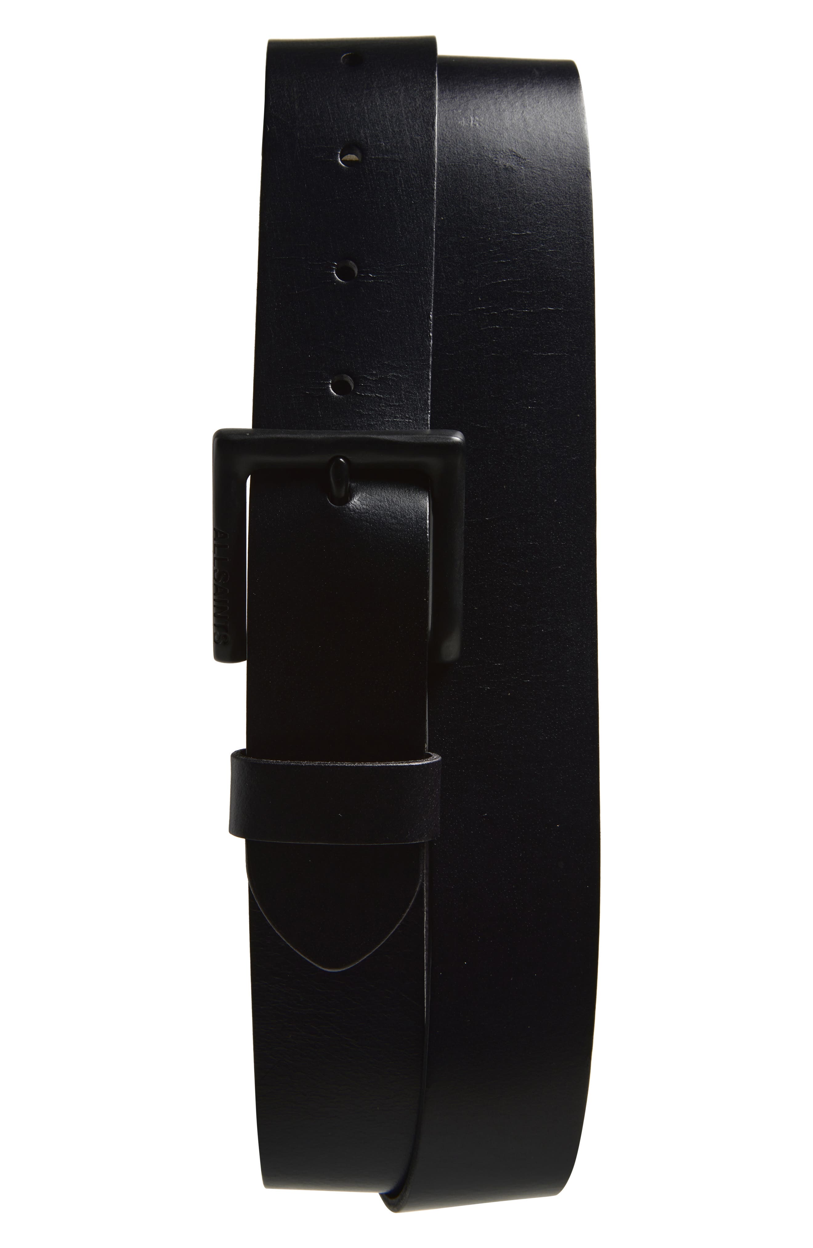 AllSaints Logo Buckle Leather Belt