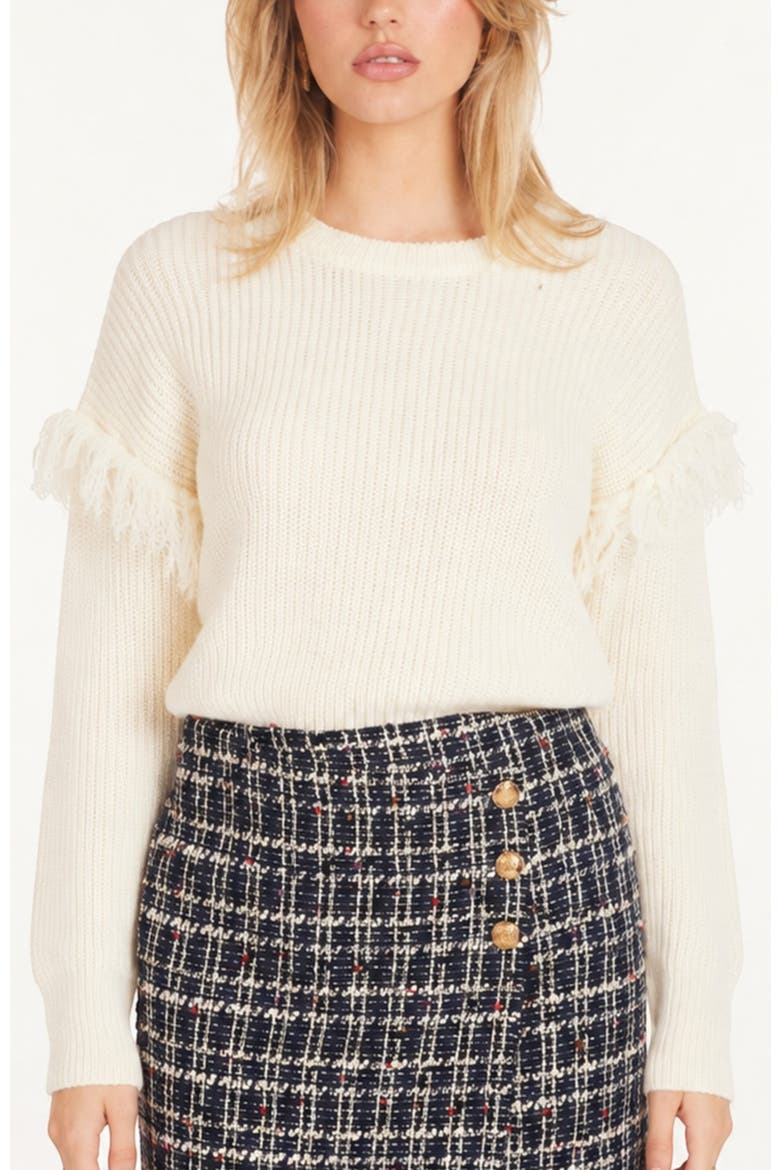 Fringe Detail Sweater, Main, color, Ivory