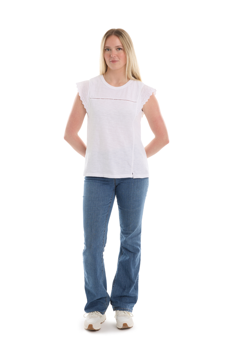 Wilt Eyelet Cap Sleeve Tee, Alternate, color, White
