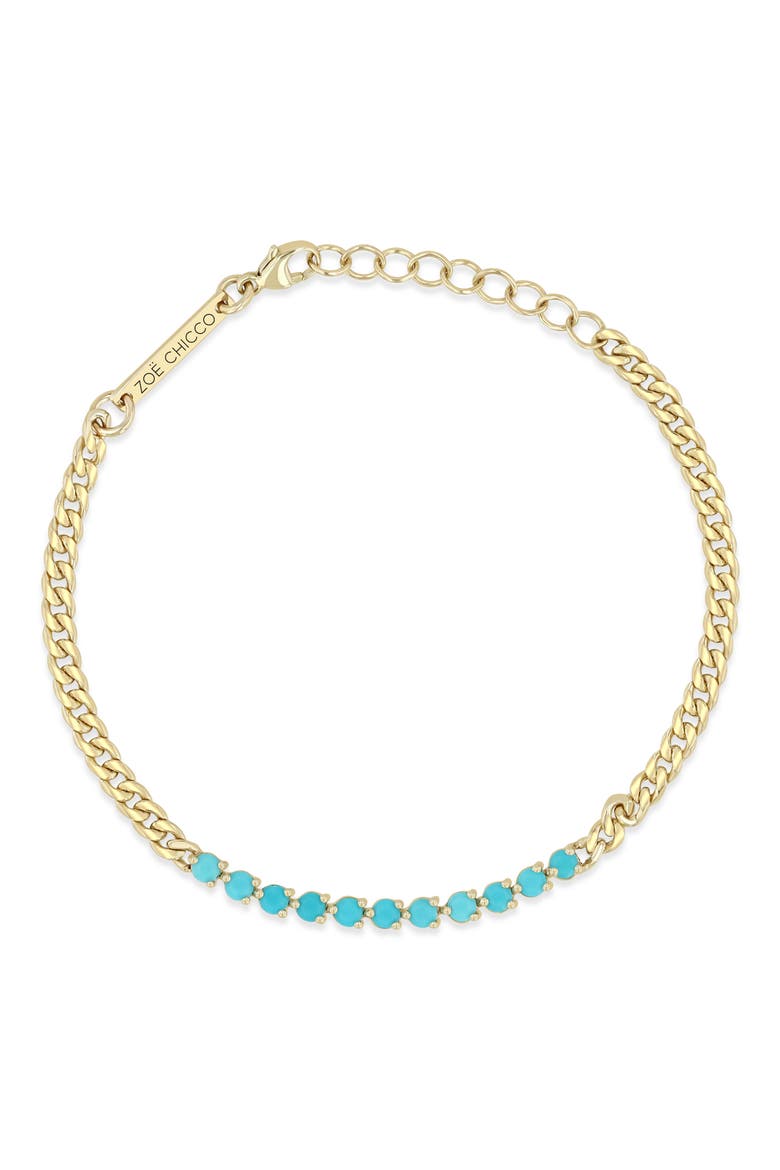 14K Gold Turquoise Curb Chain Bracelet, Alternate, color, 14K YELLOW GOLD / TURQUOISE