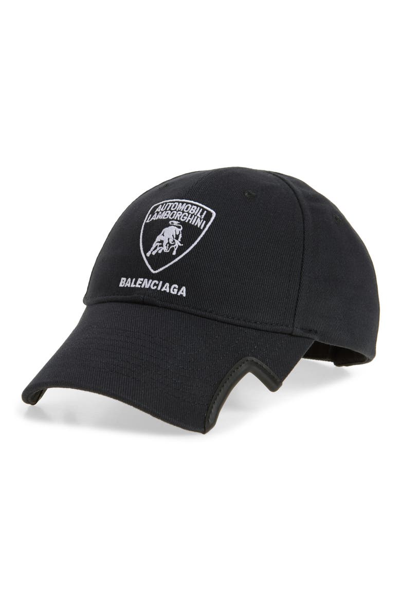 x Automobili Lamborghini Logo Embroidered Adjustable Baseball Cap, Main, color, 1000 BLACK