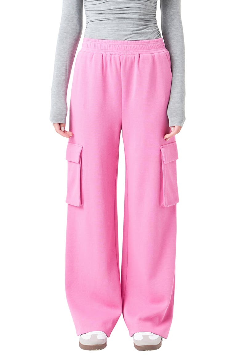 Stretch Cotton Knit Wide Leg Pants, Main, color, PINK