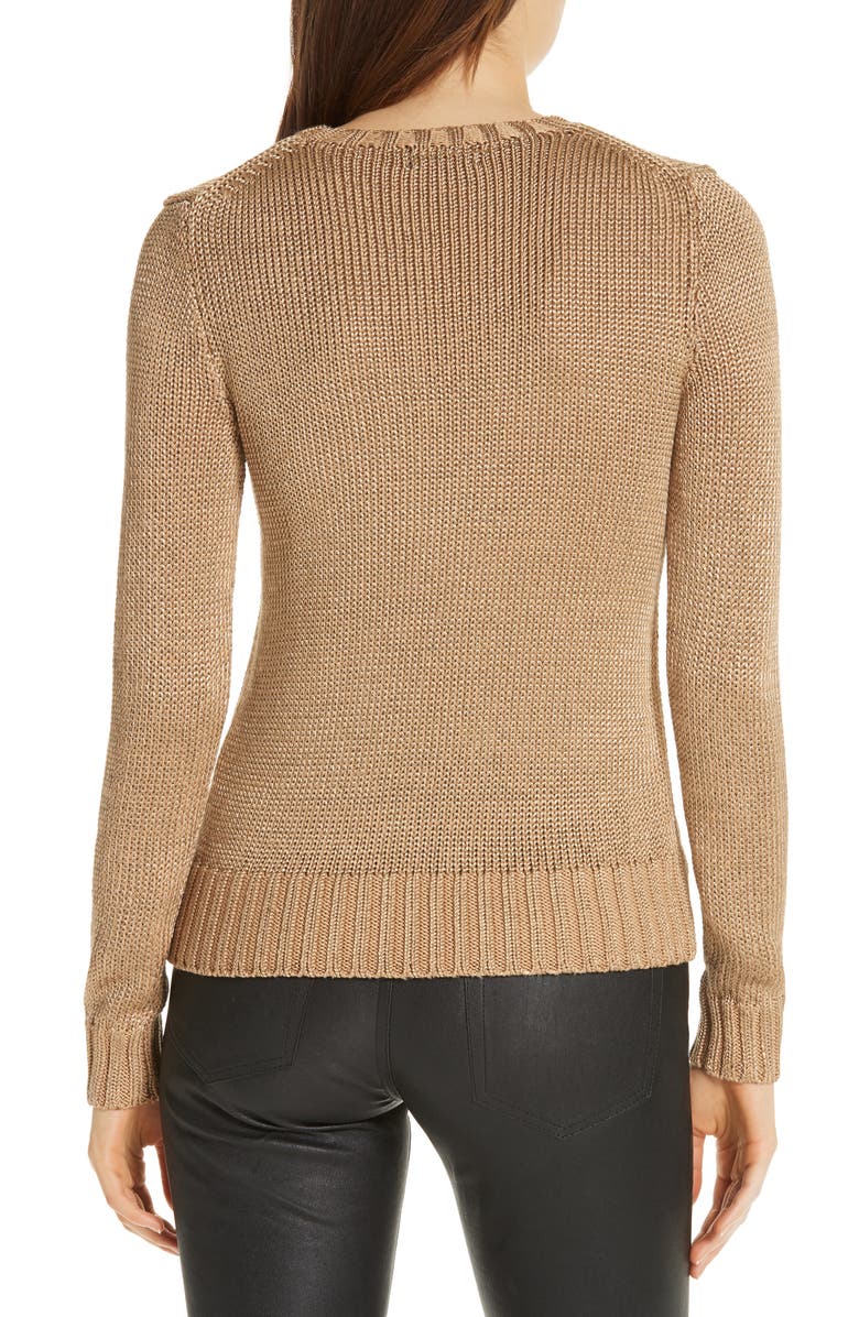 Polo Ralph Lauren Metallic Cotton Blend Flag Sweater, Alternate, color, 