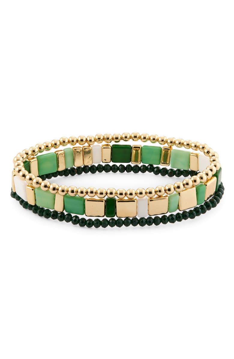Leith Layered Beaded Necklace, Alternate, color, Green Multi- Gold