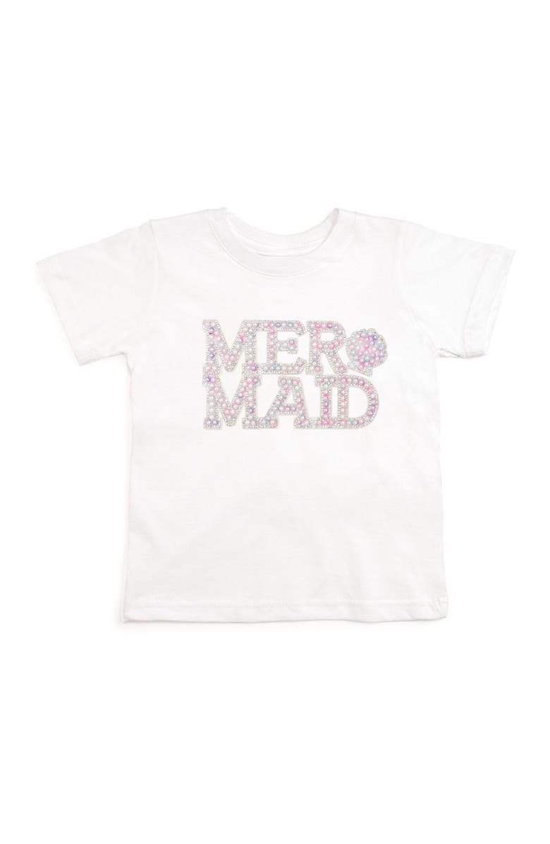 Sweet Wink Mermaid Pearl Patch Short Sleeve T-Shirt, Main, color, White