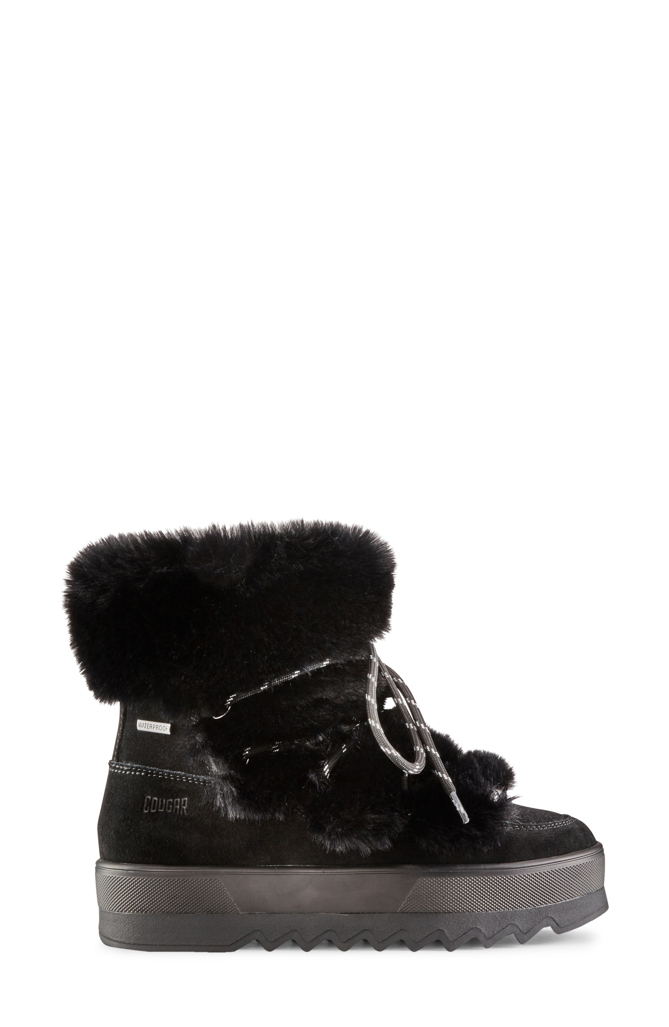 Cougar Vanity Faux Fur Trim Waterproof Bootie, Alternate, color, 