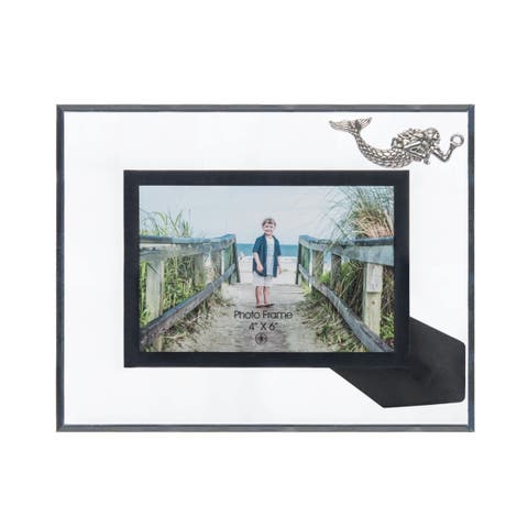 Glass 4X6 Photo Frame With Pewter Mermaid
