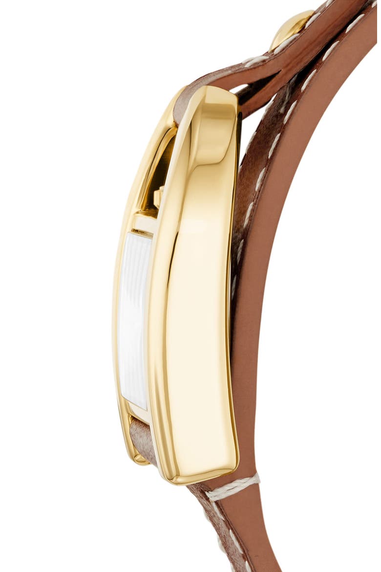 Harwell East West Leather Strap Watch, 28mm, Alternate, color, BROWN / GOLD