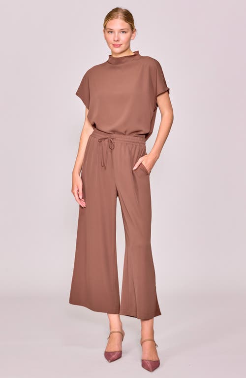 Melloday Crepe Drawstring Pants In Brown