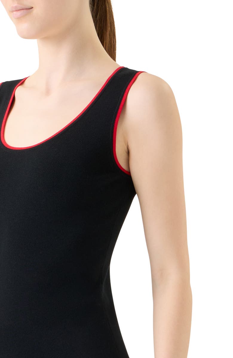 Akris punto Contrast Trim Stretch Virgin Wool Tank, Alternate, color, Black-Vermillion