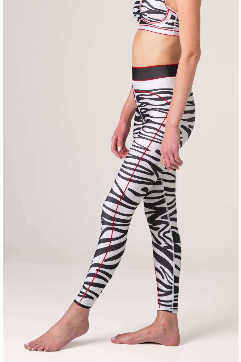 Zebra Stripe High-Waisted Leggings, Alternate, color, White