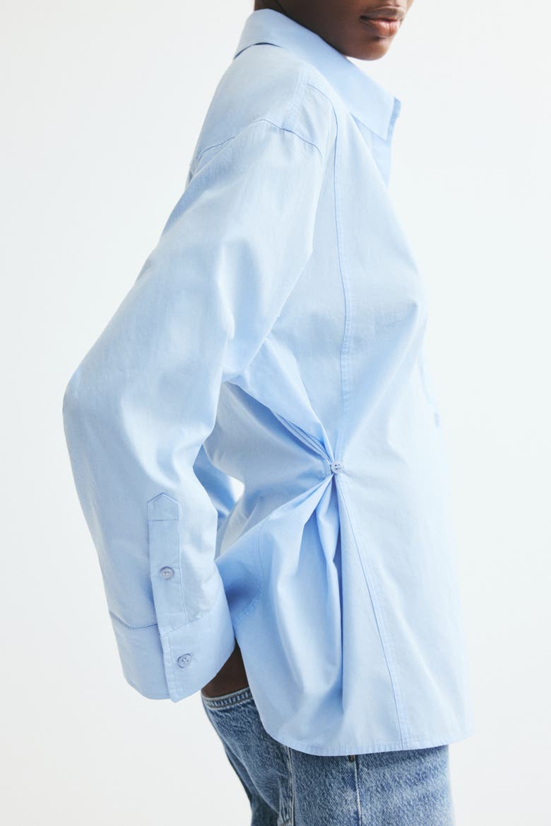 Tapered-waist Poplin Shirt, Alternate, color, Light blue