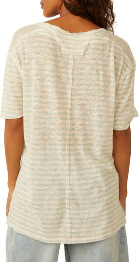 All I Need Stripe Linen & Cotton T-Shirt