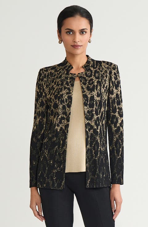 Heritage Lurex Leopard Print Jacquard Knit Jacket