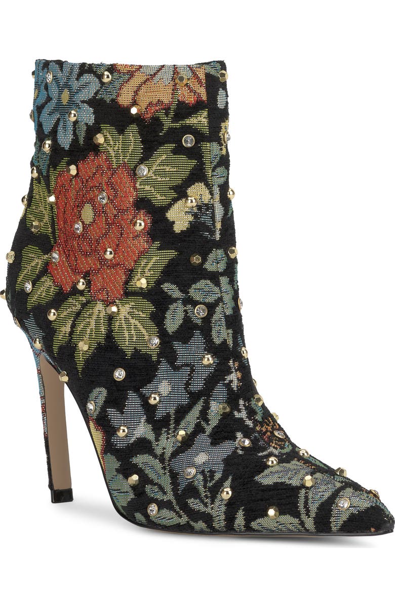 Jessica Simpson Wilonix Pointed Toe Bootie, Main, color, Black Floral Multi