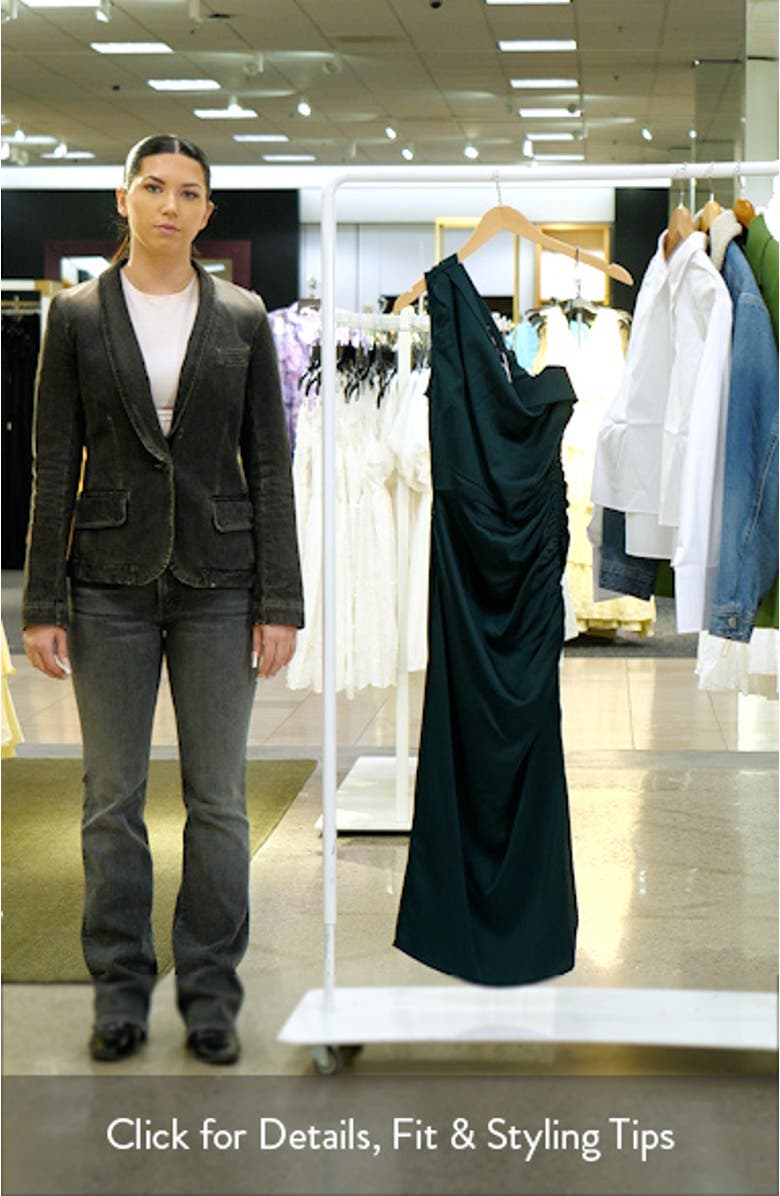 Pleat Shoulder Ruched One-Shoulder Dress, sales video thumbnail