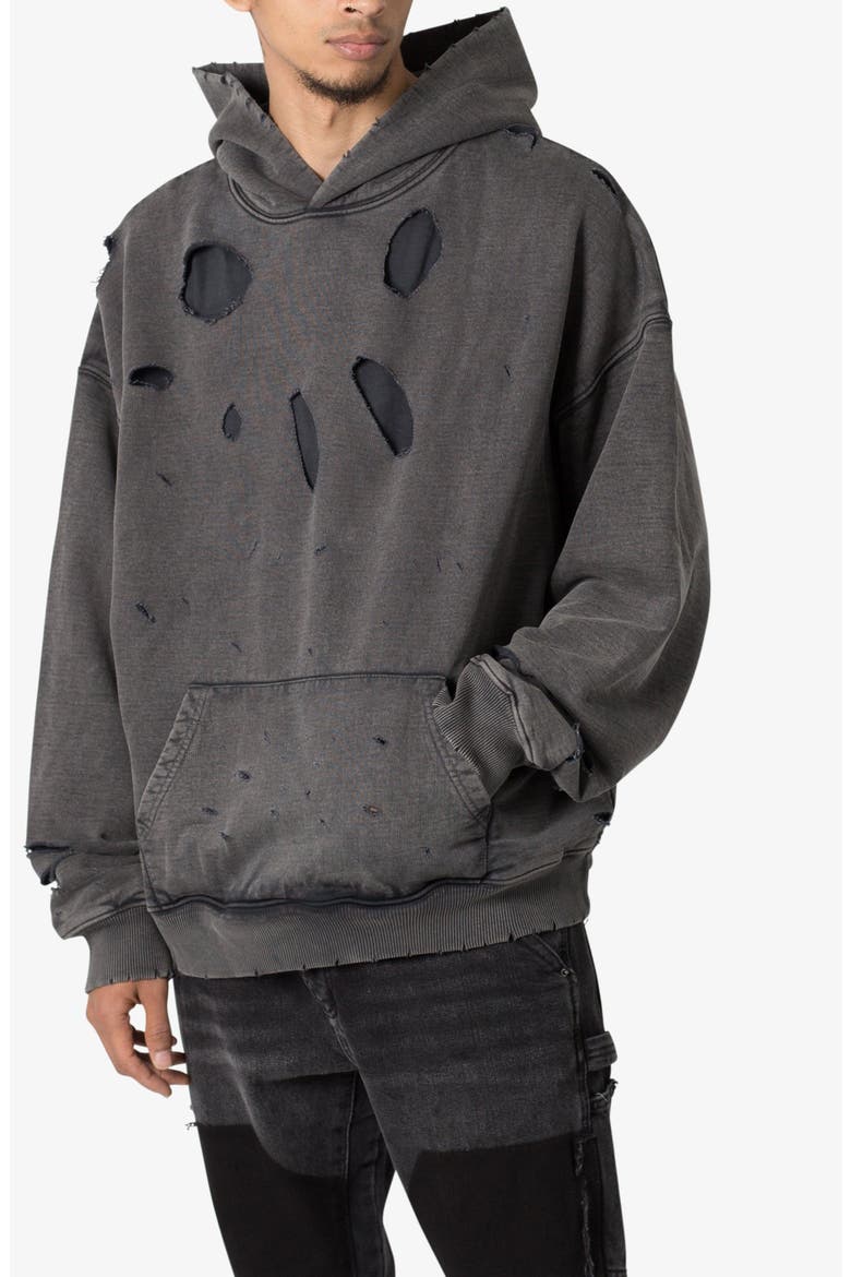 Breeze Destroyed Cotton Hoodie, Alternate, color, WASHED BLACK