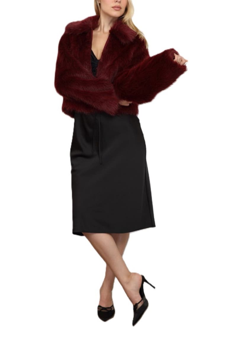 Faux Fur Shirt Jacket, Alternate, color, BURGUNDY