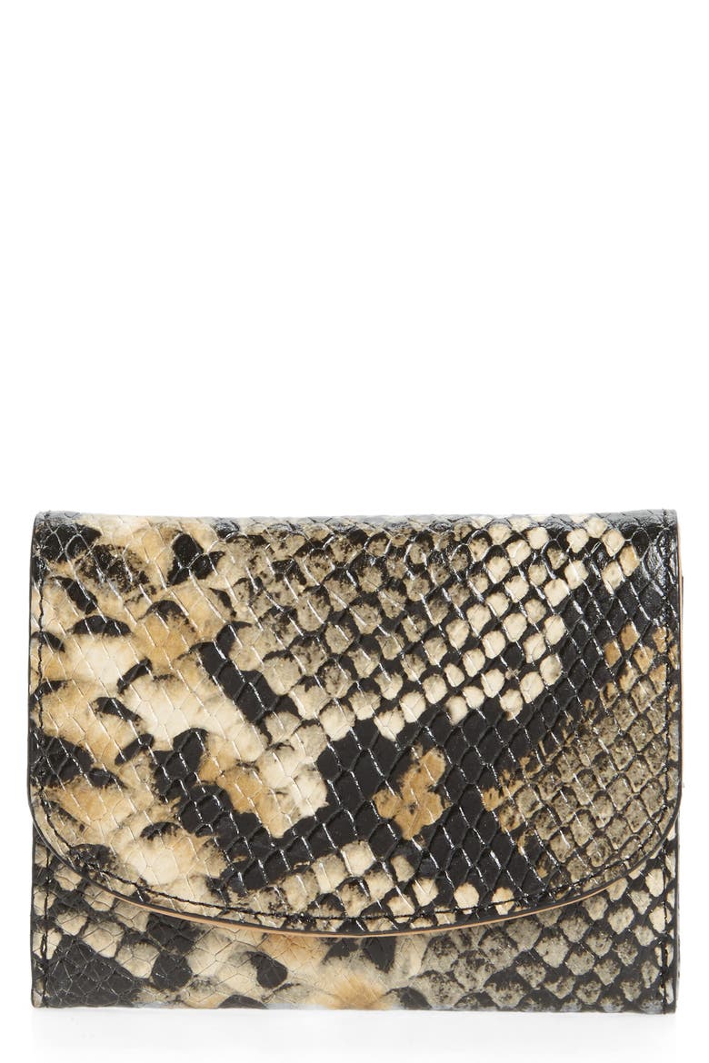Leather Card Wallet, Main, color, BROWN PYTHON