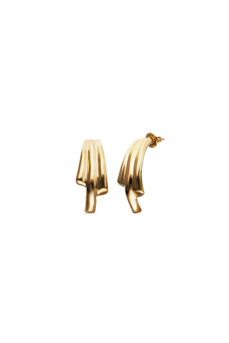 Three-Tube 18K Gold-Plated Earrings, Main, color, Gold
