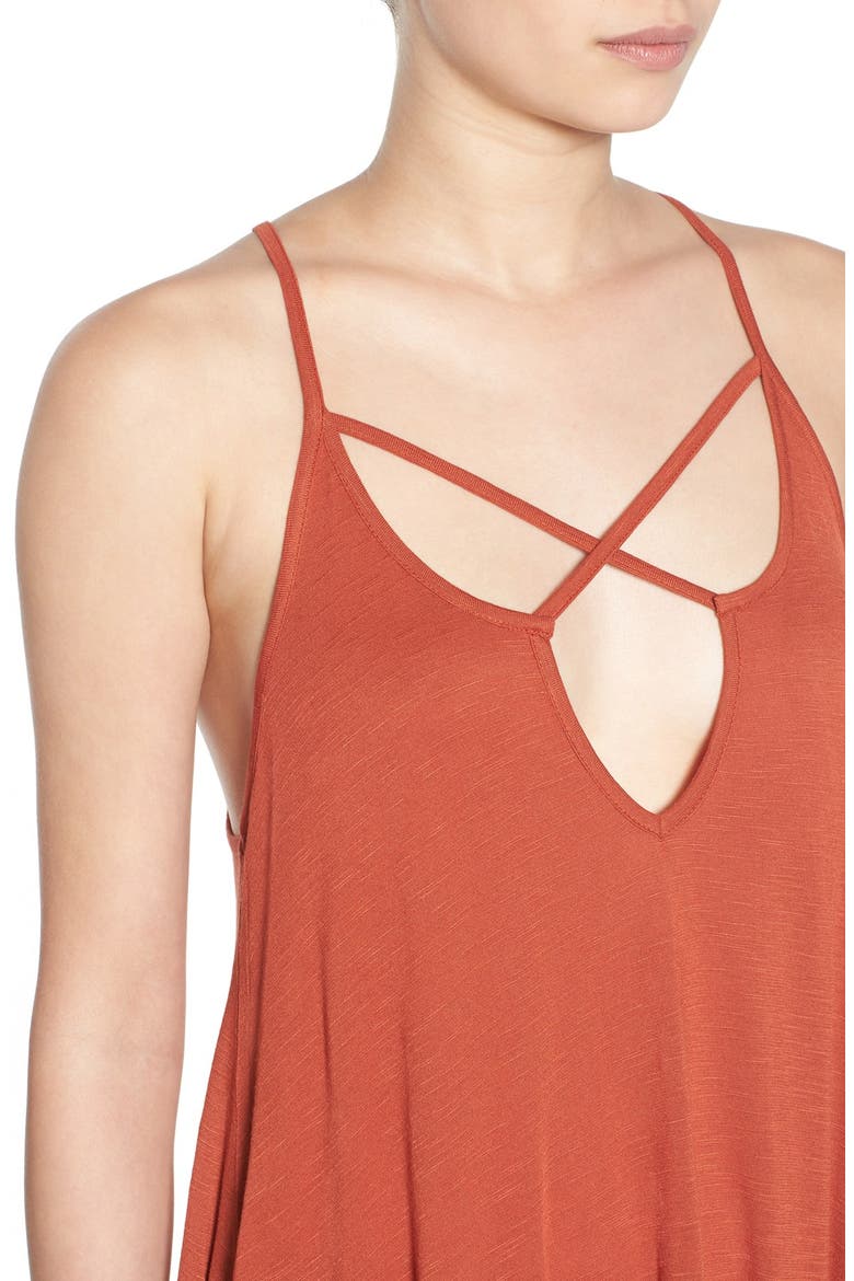 Strappy Handkerchief Hem Tank, Alternate, color, RUST ADOBE
