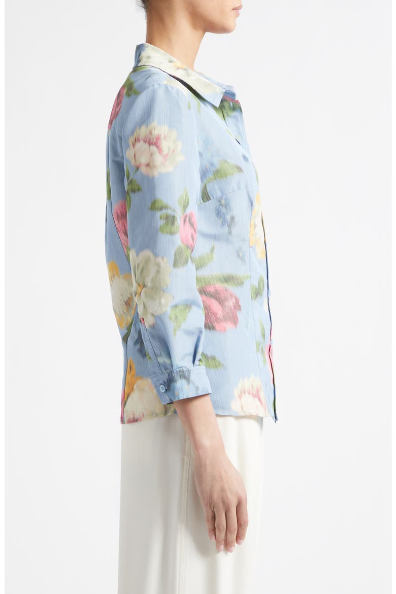 Ana Chiné Floral Print Button-Up Shirt, Alternate, color, CLOUDY BLUE MULTI