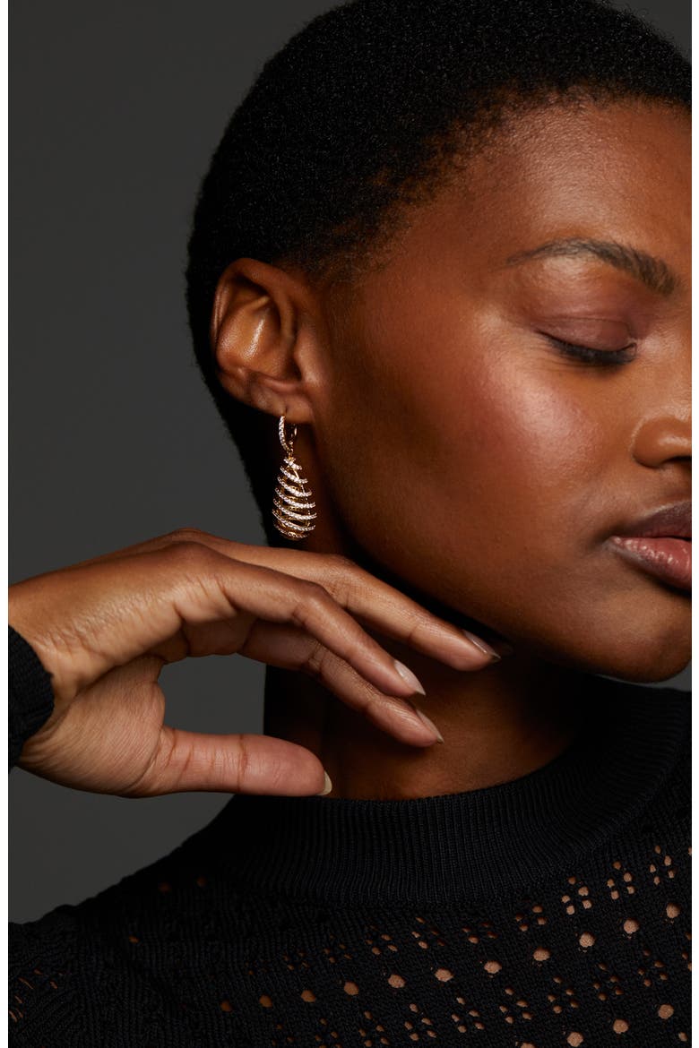 Pisa Open Pavé Drop Earrings, Alternate, color, GOLD