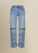 Contessa Mills Arcana Slim-Fit Mid-Rise Leather-Trim Jeans