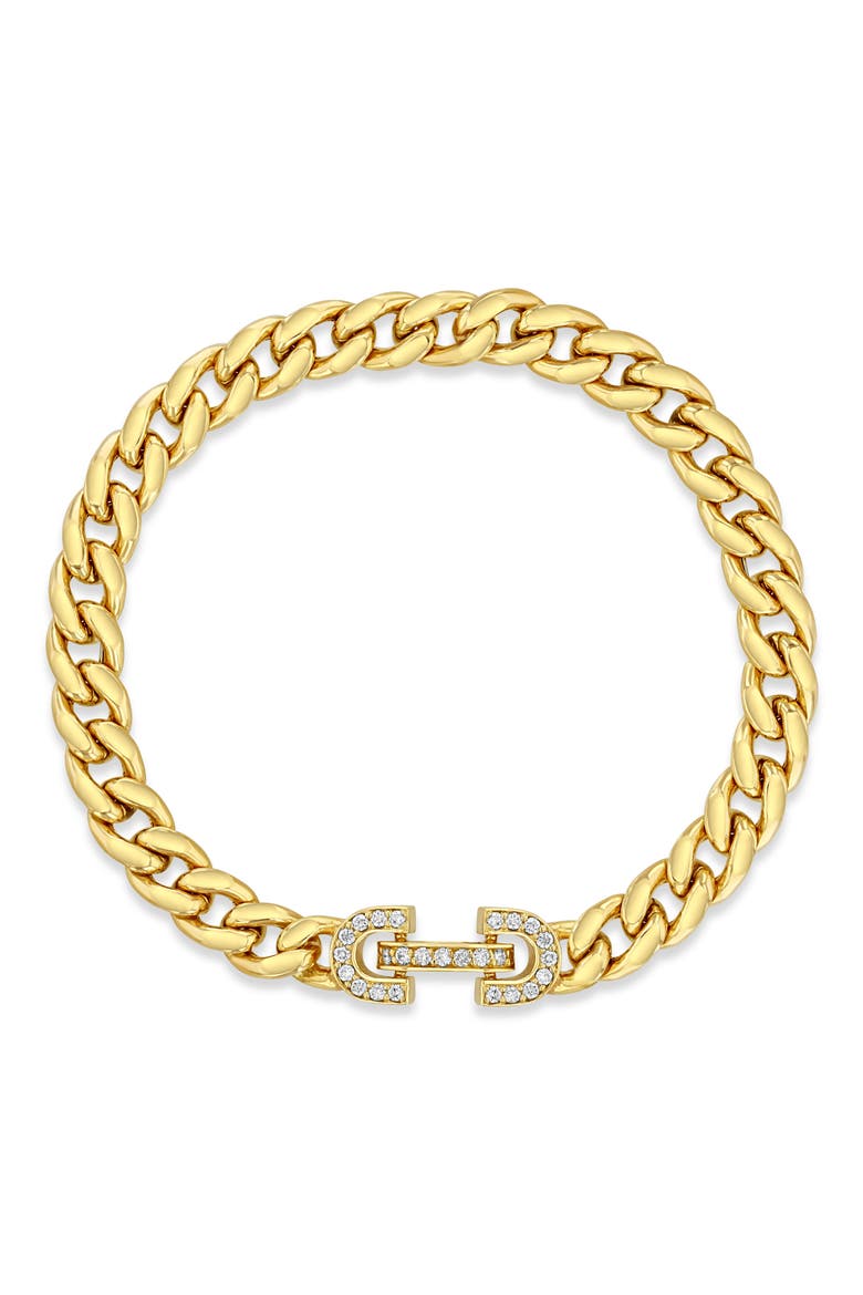 Vintage Pavé Diamond Horsebit Link Large Curb Chain Bracelet, Alternate, color, 14K YELLOW GOLD