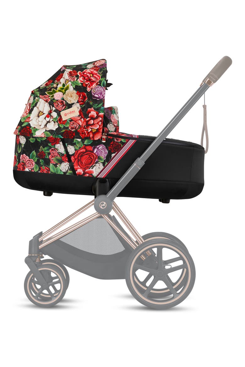 Priam Lux Dark Spring Blossom Carry Cot, Main, color, BLACK