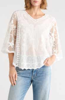 Butterfly Embroidered Poncho Top