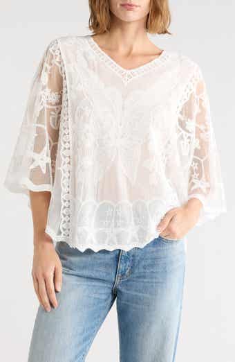 Butterfly Embroidered Poncho Top