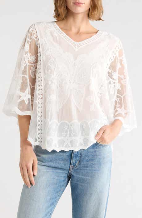 Butterfly Embroidered Poncho Top
