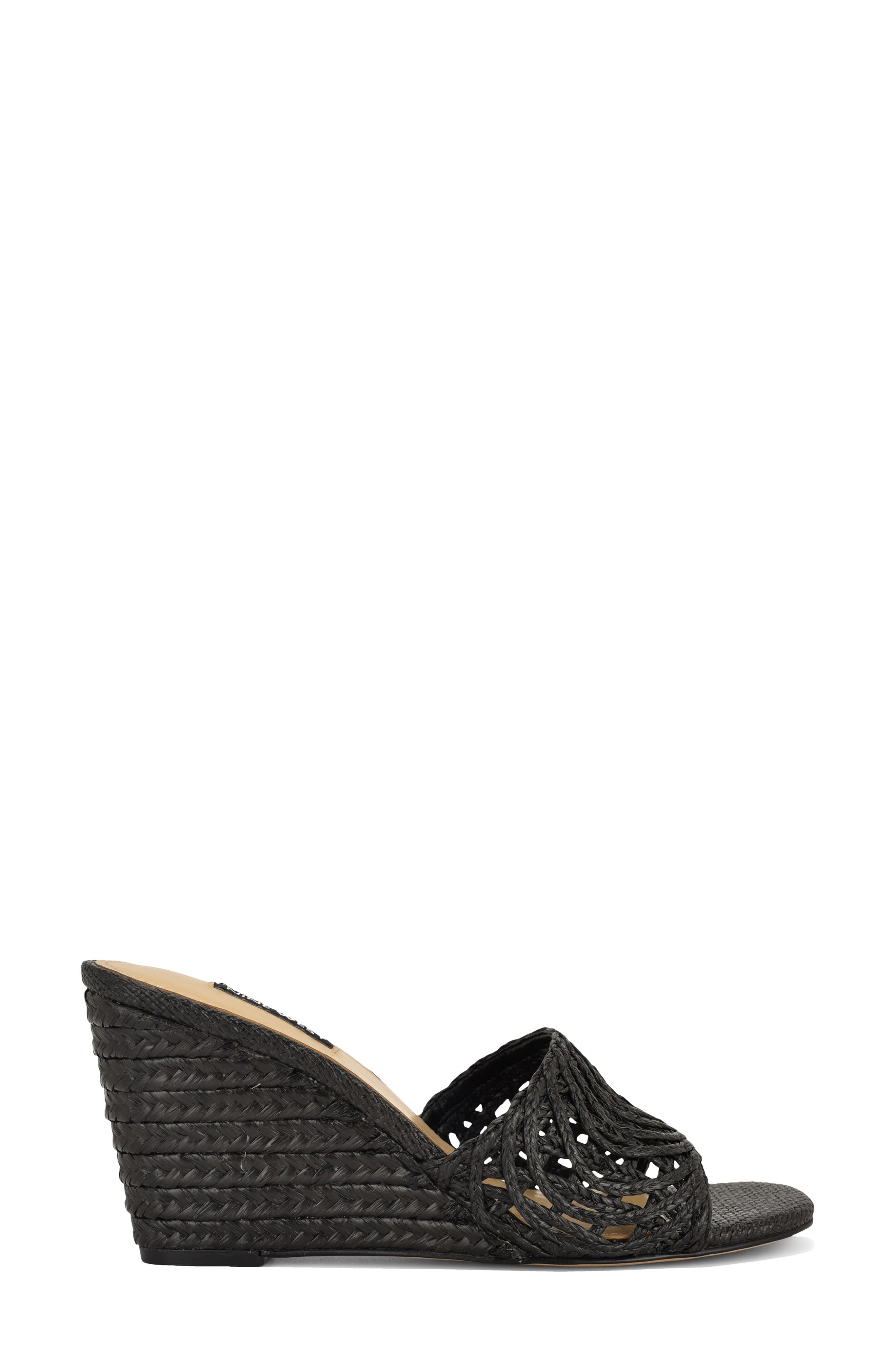 Nine West Nimaa Wedge Sandal, Alternate, color, Black
