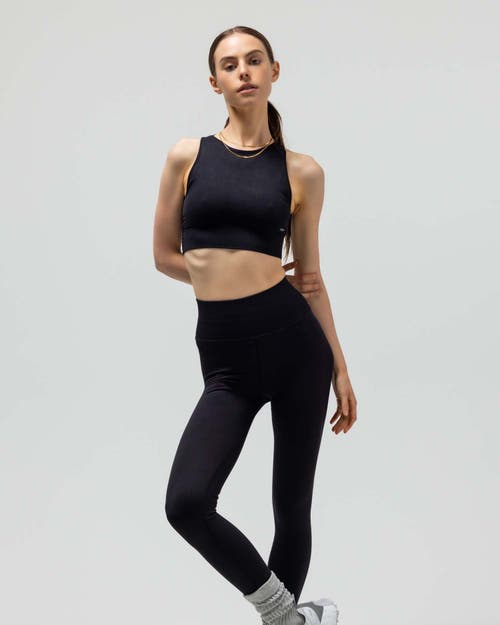 Reformer The Jersey Keyhole Sports Bra W/fused Waist Band In Black