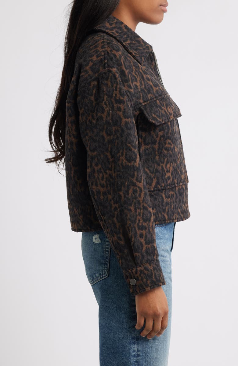 Lucky Brand Zip Front Crop Jacket, Alternate, color, Leopard