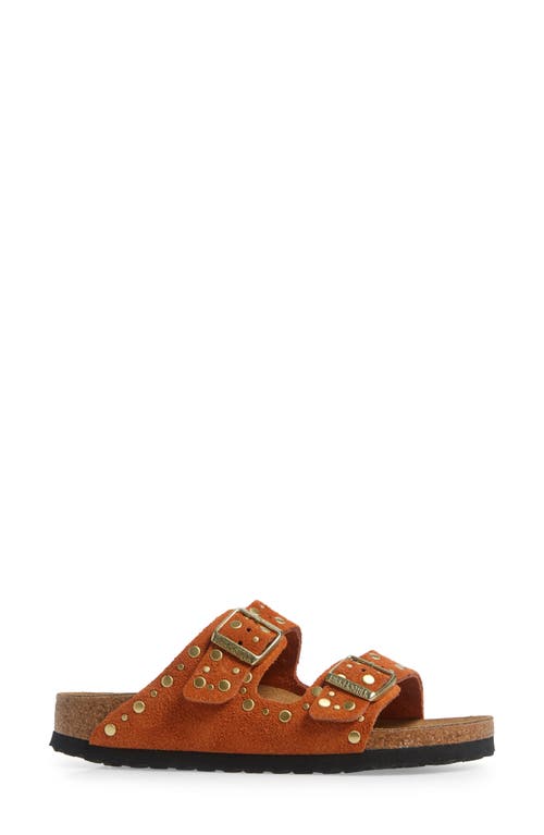 Birkenstock Studded Suede Sandals Buckles In Dark Rust