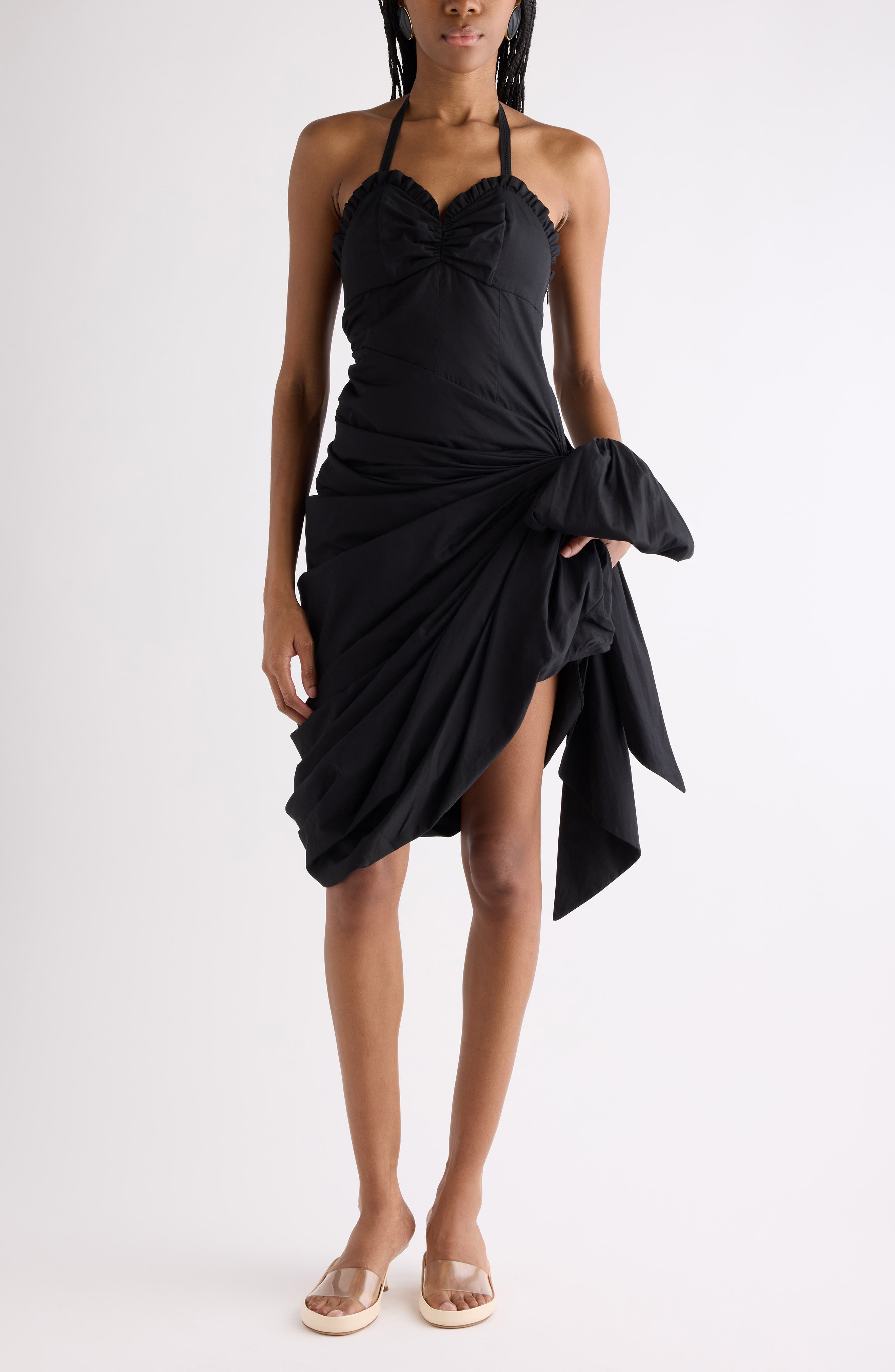 Draped Organic Cotton Poplin Dress
