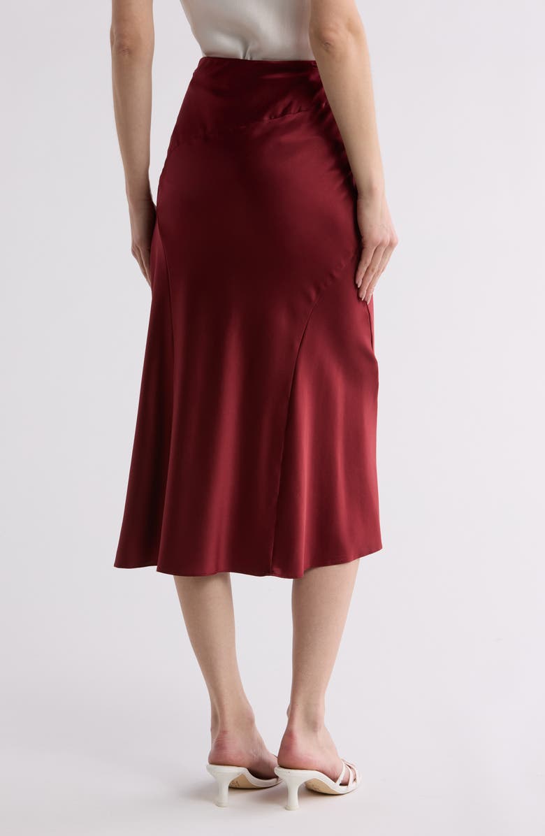 Veronica Beard Sorelle Stretch Silk Midi Skirt, Alternate, color, Maroon