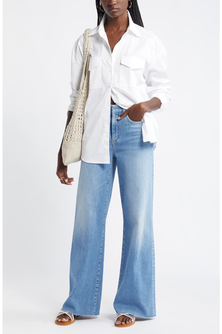 Poplin Two-Pocket Button-Up Shirt, Alternate, color, WHITE
