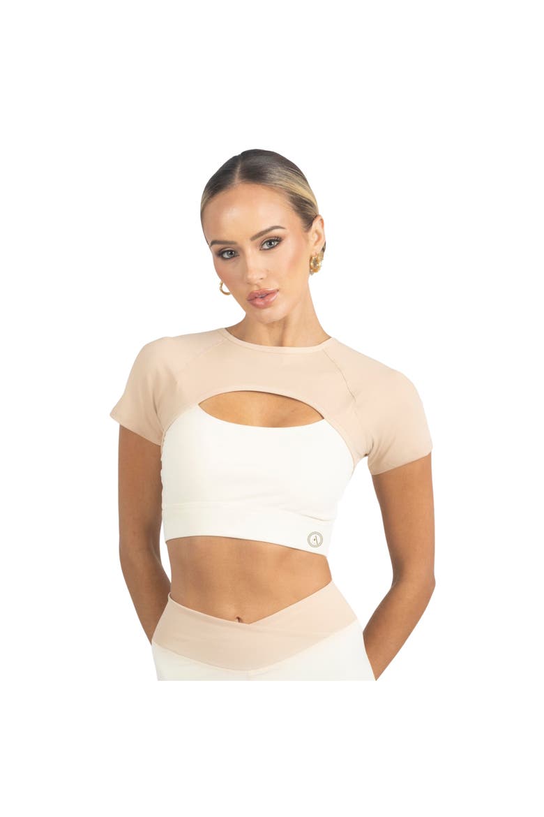Sienna Color Block Activewear Top, Main, color, BEIGE