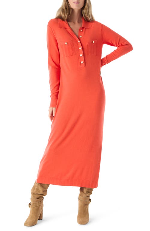 Do By Dee Ocleppo Adira Collar Long Sleeve Knit Maxi Dress In Red