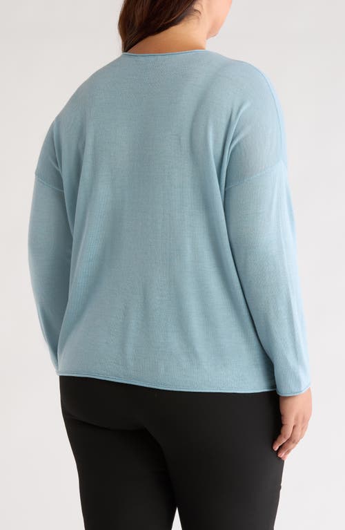 Eileen Fisher Jewel Neck Wool Sweater In Frost