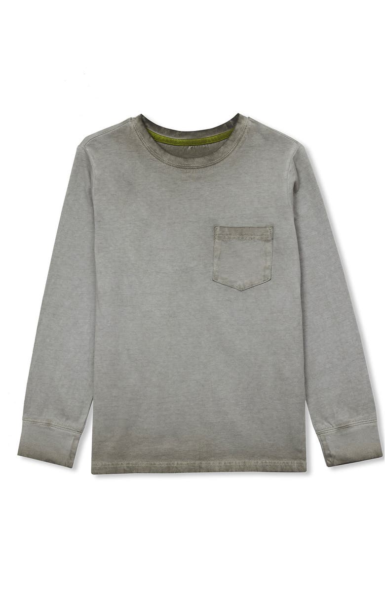 Lands' End Boys Long Sleeve Washed Pocket Shirt, Main, color, Dusty Olive