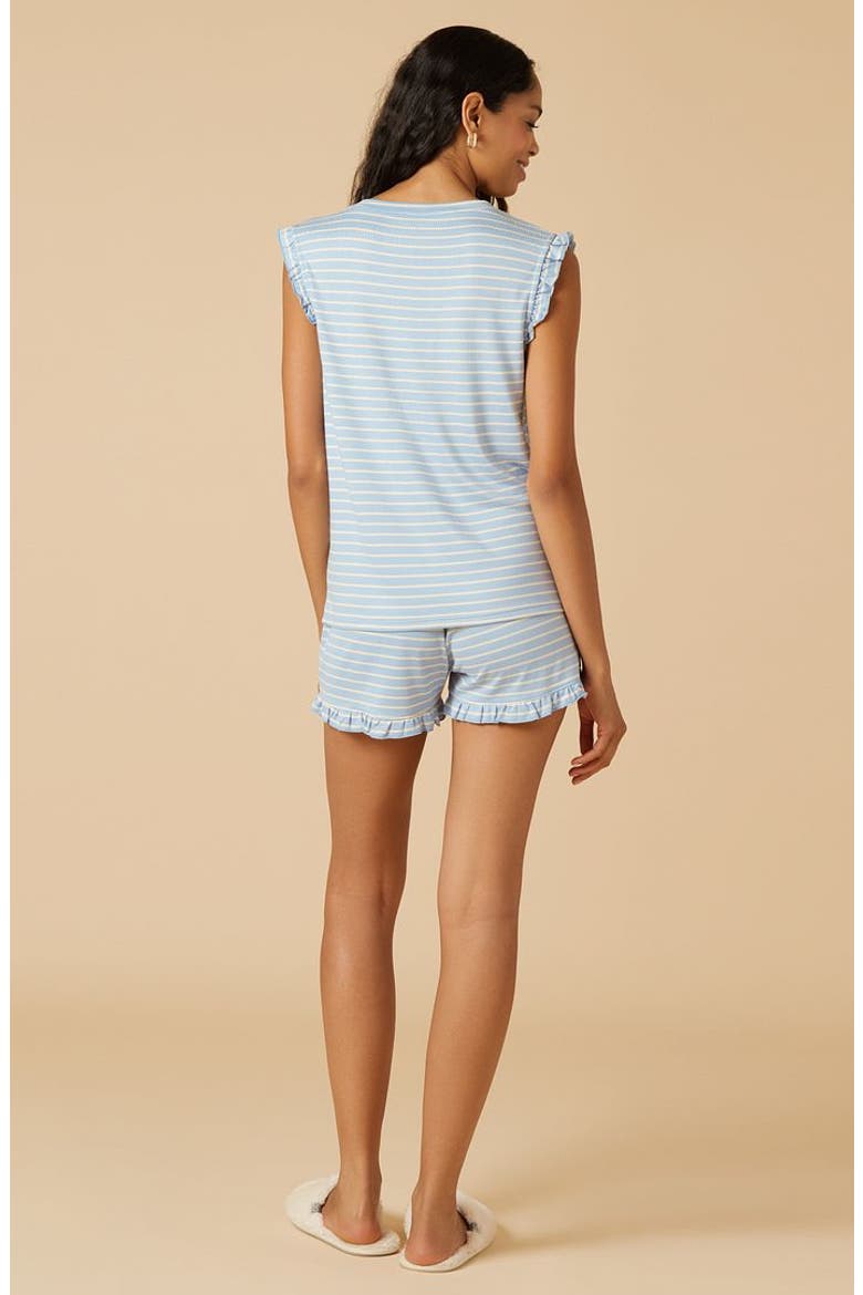 Dream Ruffle Tank Top with Shorts Set, Alternate, color, Sky Blue Stripe