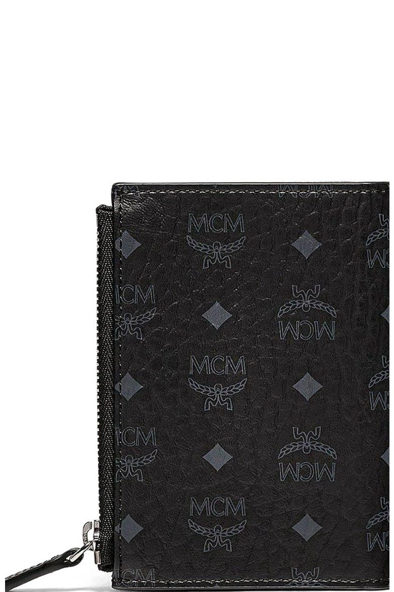 Bifold Zip Card Wallet in Visetos Original, Alternate, color, Black